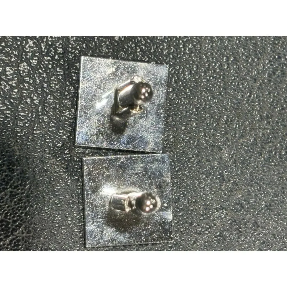 Vintage Mid Century Silver Tone Geometric Cufflinks Mens Formal Jewelry With Box